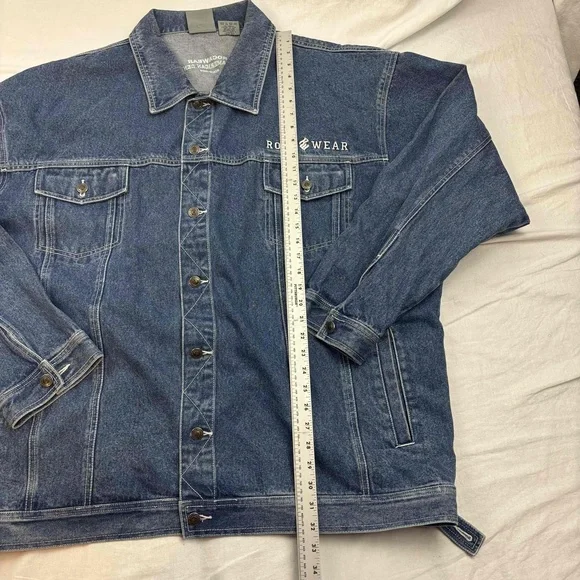ROCAWEAR Mens Denim Jacket Blue 3X Button Front All American Logo Cotton